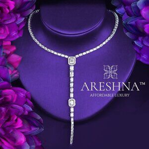 35ct Lariat Swarovski Crystals Necklace Bridal CZ Diamond Necklace